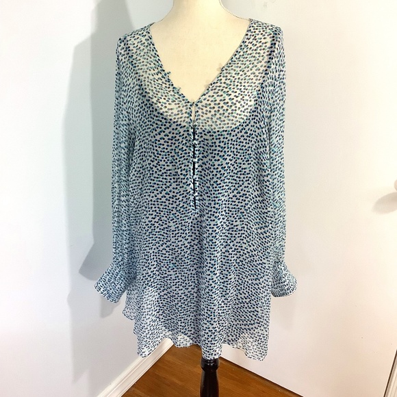 Alfani Tops - VTG ALFANI PLUS 20W 100%SILK BLOUSE TUNIC MULTICOLOR POLKS DOTS BOHO ARTSY